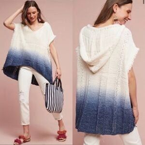 Moth Anthro Beachy Short Sleeve Ombre Hooded Knit Sweater Oversized Baggy Boho